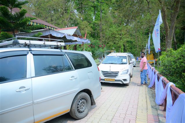 Fleet of cars lined up for delegate transfers